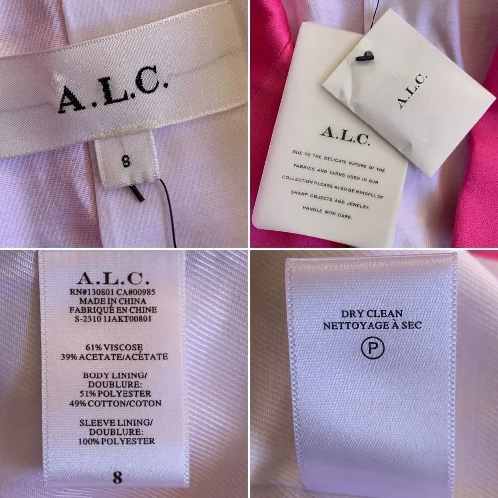 A.L.C. Bishop Il Peak Lapel Satin Blazer in Hot Pink Size 8